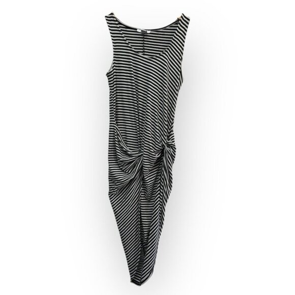 Bar III Dresses & Skirts - Bar‎ iii Ribbed Knit Black Striped Sleeveless Faux Wrap Dress Size Small Bodycon